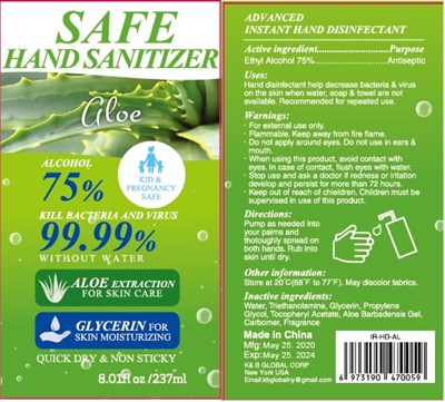 Image Description (Safe Hand Sanitizer 237 mL 75)